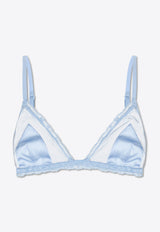 Dolce 
Gabbana Lace-Trimmed Satin Triangle Bra Light Blue O1F45T ONP15-F3981