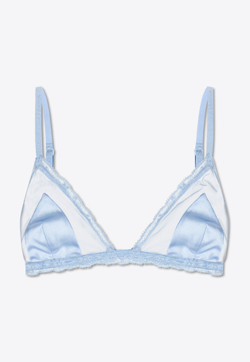 Dolce 
Gabbana Lace-Trimmed Satin Triangle Bra Light Blue O1F45T ONP15-F3981