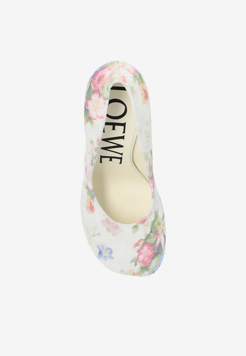 Loewe Toy 90 Brushed Suede Pumps  Cream LLSTS01X06 0-WHITE PINK MULTICOLOR