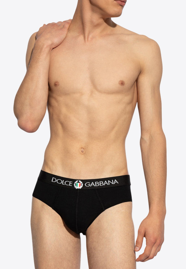 Dolce 
Gabbana Logo Embroidered Stretch Briefs Black M3C01J ONN94-N0000