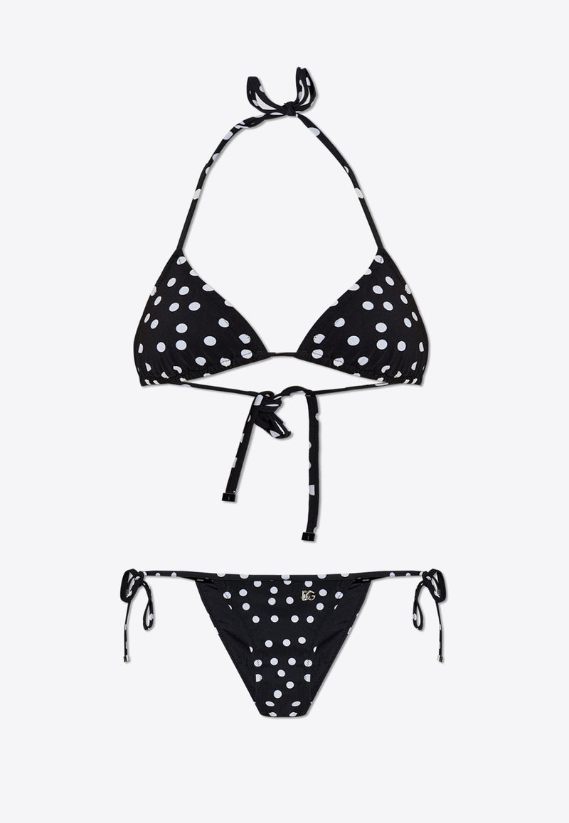 Dolce 
Gabbana Polka Dot Print Halterneck Bikini Black O8A02J FSG8C-HNBDW