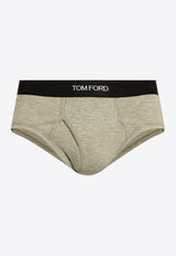 Tom Ford Logo Jacquard Stretch Briefs Gray T4LC11410 0-020