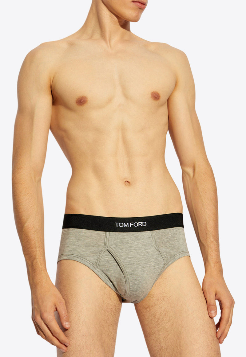 Tom Ford Logo Jacquard Stretch Briefs Gray T4LC11410 0-020