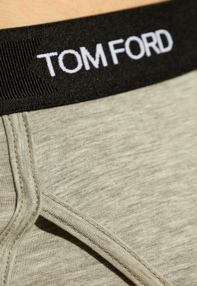 Tom Ford Logo Jacquard Stretch Briefs Gray T4LC11410 0-020