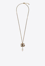 Dolce 
Gabbana Faux-Pearl DG Logo Pendant Necklace Gold WNQ6L1 W1111-87279