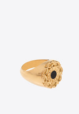 Dolce 
Gabbana Floral Enameled Signet Ring Gold WRQ5S3 W1111-ZOO00