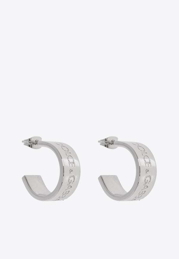 Dolce 
Gabbana Logo Engraved Hoop Earrings Silver WEQ5P4 W1111-87655