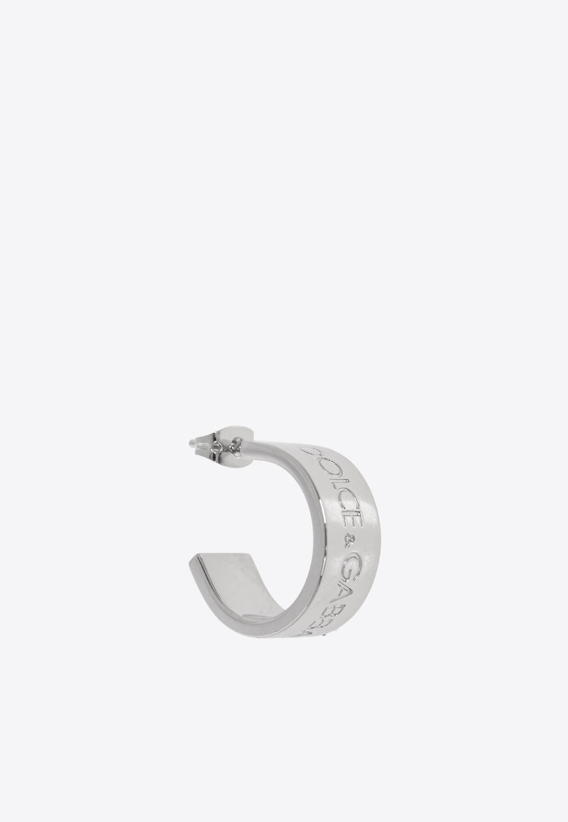 Dolce 
Gabbana Logo Engraved Hoop Earrings Silver WEQ5P4 W1111-87655