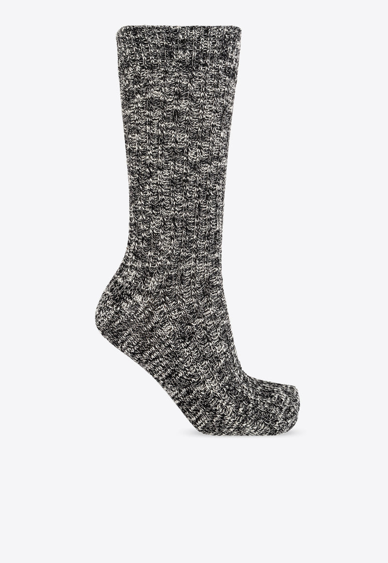 Birkenstock Rib Knit Slub Socks Black 1008031 0-BLACK GRAY