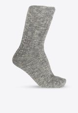 Birkenstock Rib Knit Slub Socks Gray 1008060 0-GRAY WHITE