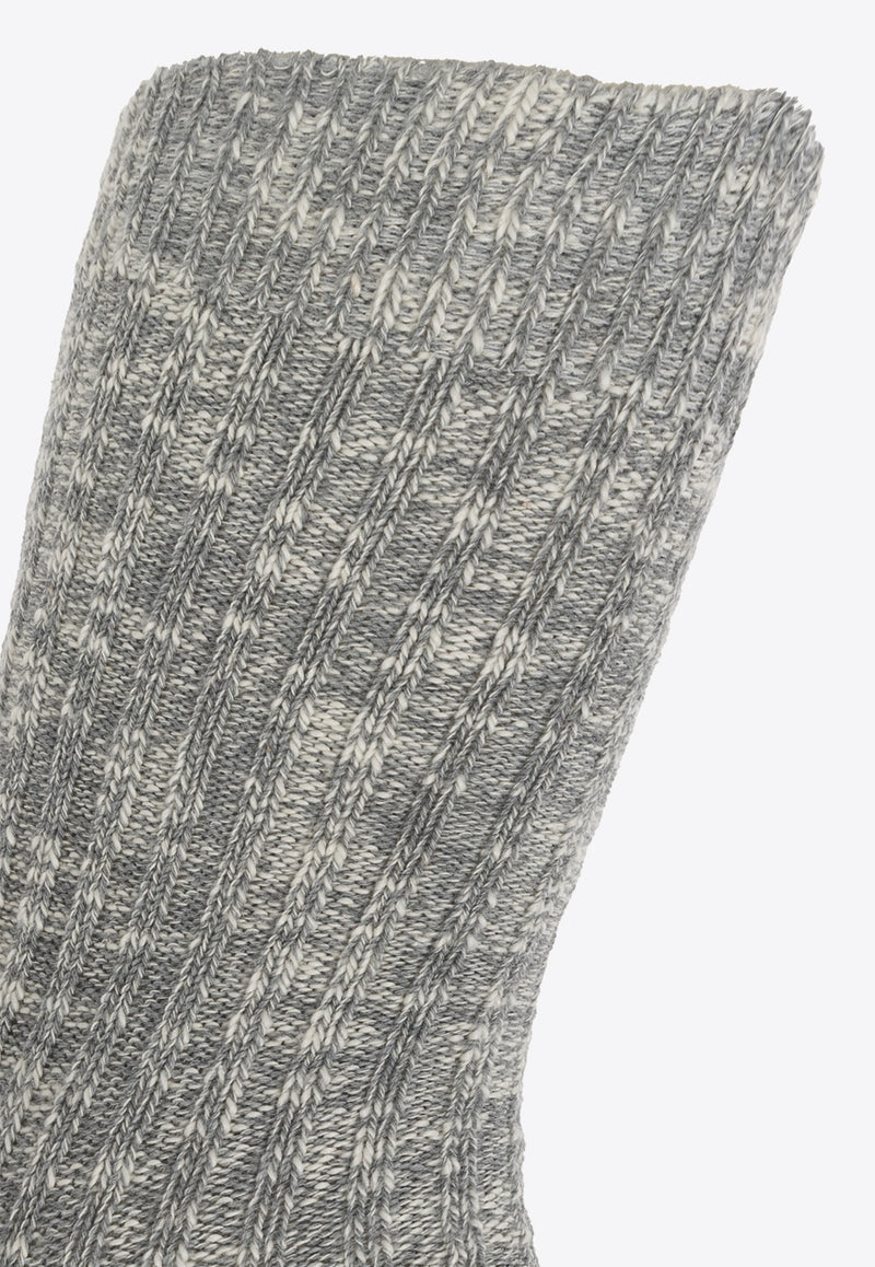 Birkenstock Rib Knit Slub Socks Gray 1008060 0-GRAY WHITE