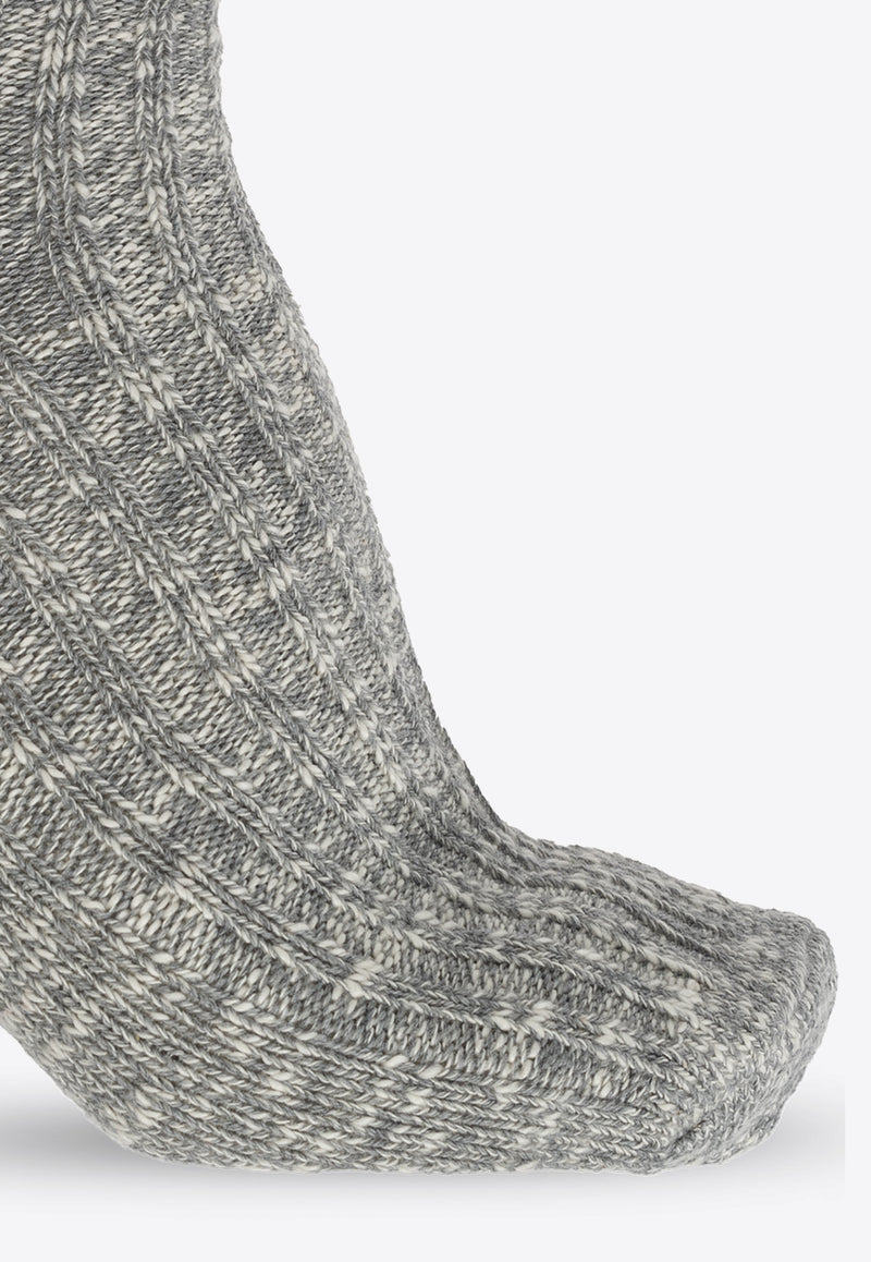 Birkenstock Rib Knit Slub Socks Gray 1008060 0-GRAY WHITE