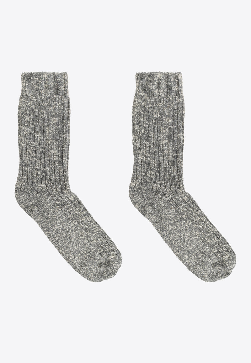 Birkenstock Rib Knit Slub Socks Gray 1008060 0-GRAY WHITE