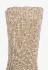 Birkenstock Rib Knit Slub Socks Beige 1008061 0-BEIGE WHITE