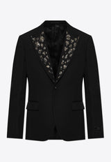 Versace Embellished Single-Breasted Wool Blazer Black 1017383 1A12339-1B000