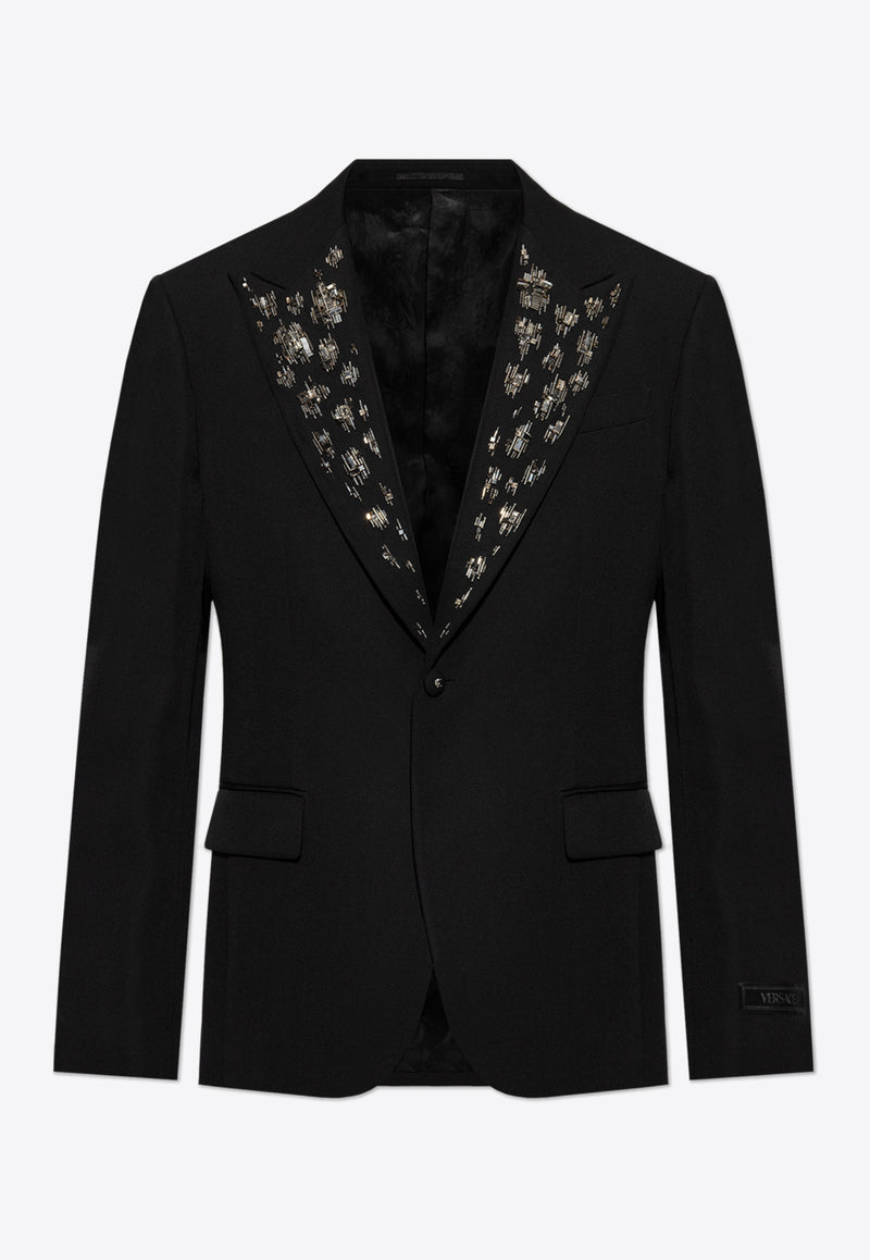 Versace Embellished Single-Breasted Wool Blazer Black 1017383 1A12339-1B000