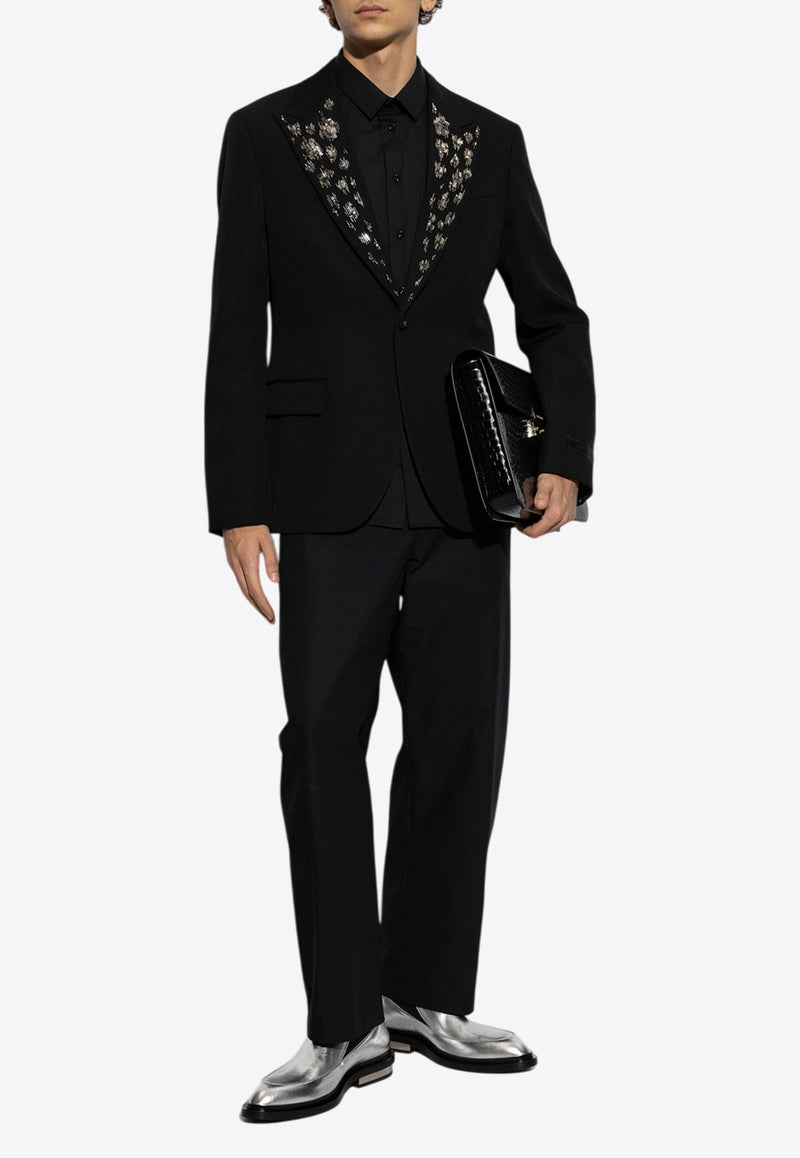 Versace Embellished Single-Breasted Wool Blazer Black 1017383 1A12339-1B000