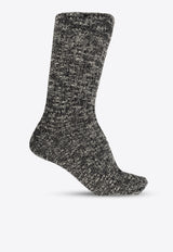 Birkenstock Rib Knit Slub Socks Black 1008039 0-BLACK GRAY