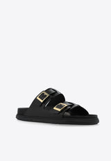 Birkenstock St Barths Two-Strap Leather Slides Black 1025267 0-BLACK