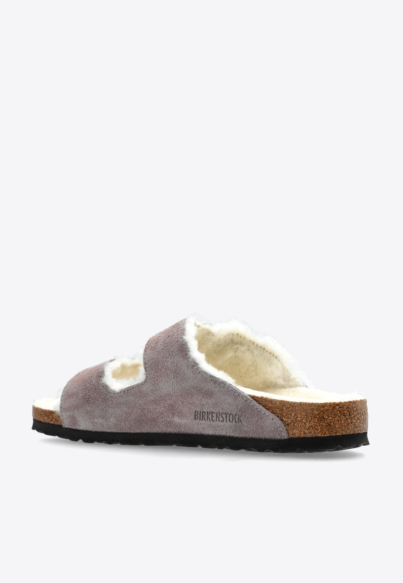 Birkenstock Arizona Two-Strap Shearling Slides Purple 1028062 0-FADED PURPLE