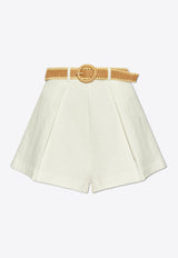 Zimmermann Acacia High-Waist Belted Shorts White 1201ARS252 0-IVO