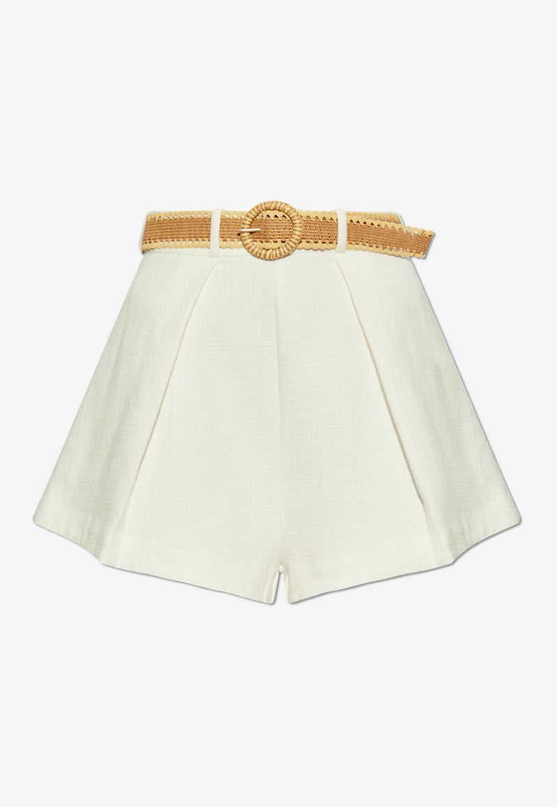 Zimmermann Acacia High-Waist Belted Shorts White 1201ARS252 0-IVO