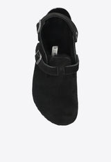 Birkenstock Tokio Shearling Buckled Suede Clogs Black 1028358 0-BLACK