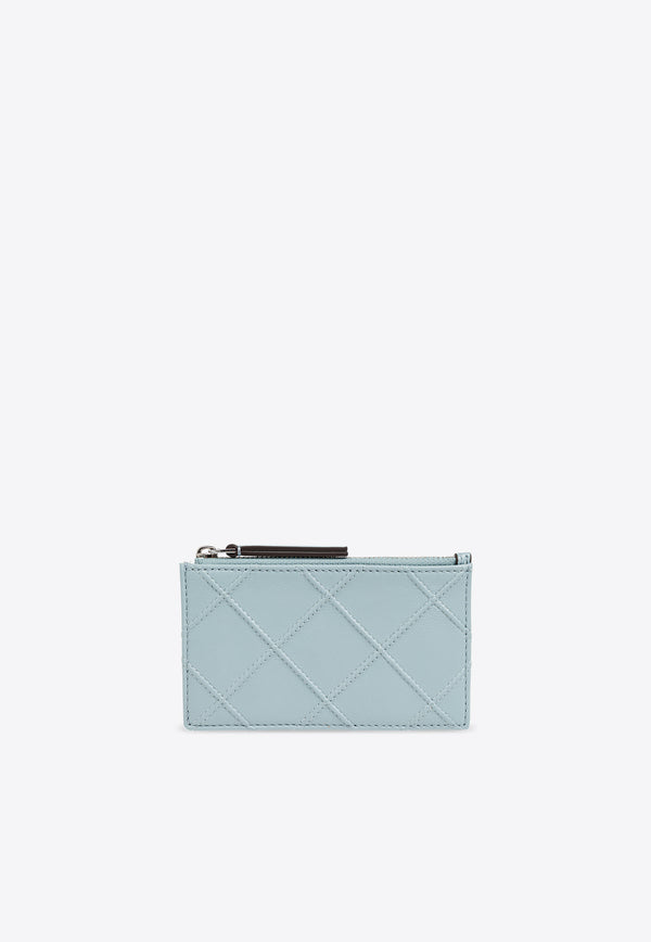 Tory Burch Fleming Soft Quilted Leather Zipped Cardholder Light Blue 152602 0-400