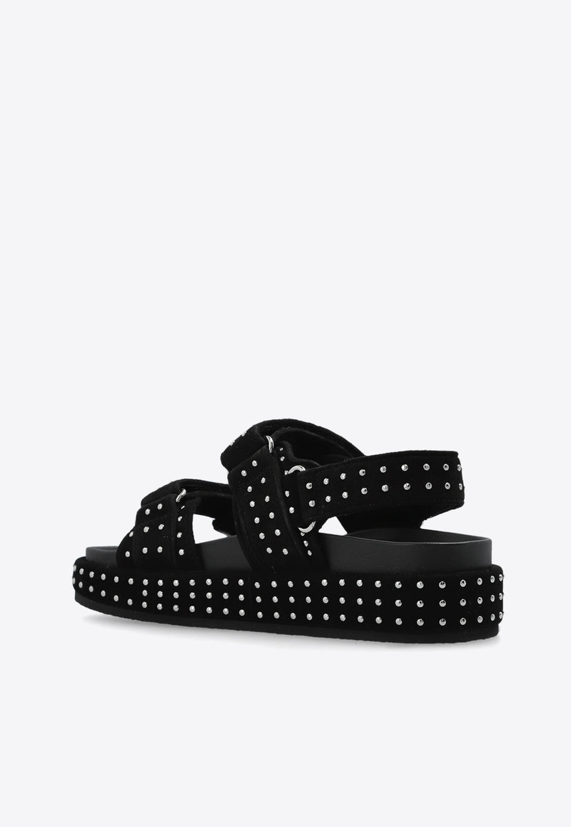 Tory Burch Kira Studded Suede Sports Sandals Black 159921 0-043