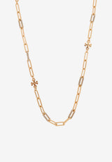 Tory Burch Good Luck Chain-Link Pavé Necklace Gold 161069 0-783