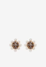 Tory Burch Kira Pearl Crystal Stud Earrings Gold 161056 0-782