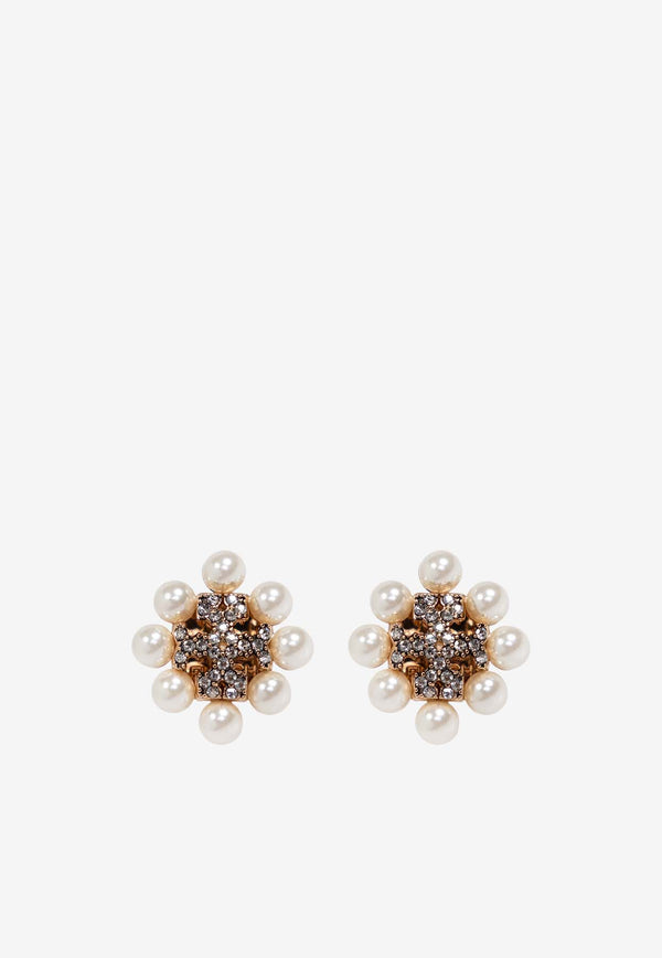 Tory Burch Kira Pearl Crystal Stud Earrings Gold 161056 0-782