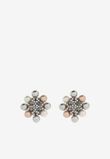 Tory Burch Kira Pearl Crystal Stud Earrings Silver 161056 0-047