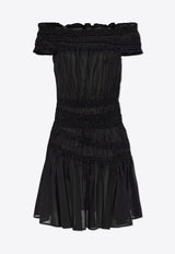 Tory Burch Off-Shoulder Smocked Mini Dress Black 164519 0-001