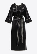 Tory Burch Belted Silk Midi Kaftan Dress Black 164587 0-001