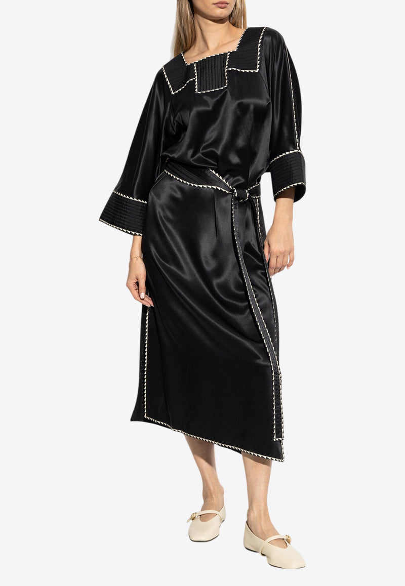 Tory Burch Belted Silk Midi Kaftan Dress Black 164587 0-001