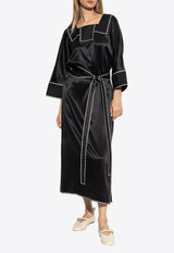 Tory Burch Belted Silk Midi Kaftan Dress Black 164587 0-001