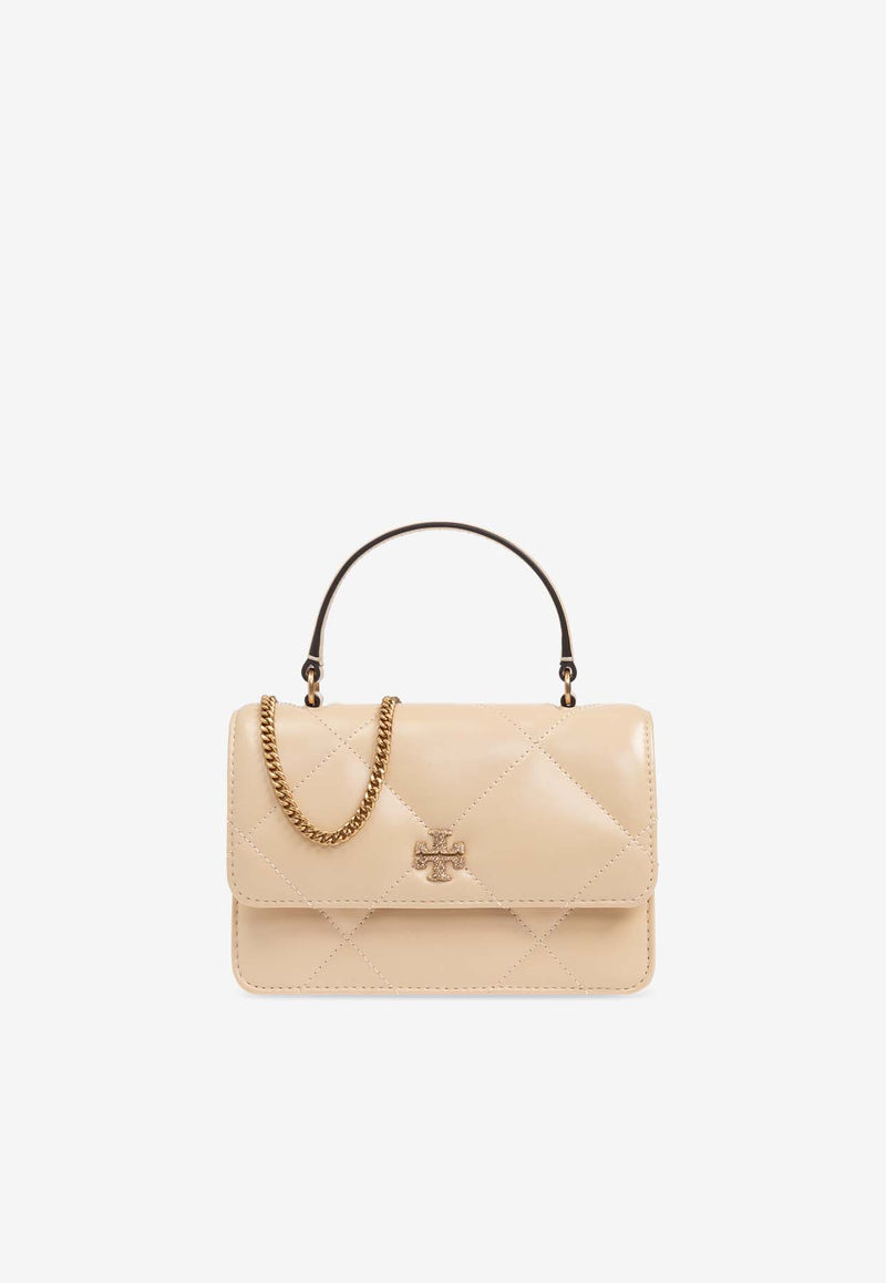 Tory Burch Mini Kira Quilted Leather Top Handle Bag Cream 162143 0-700