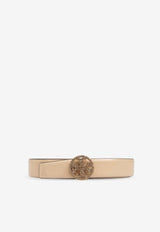 Tory Burch Miller Pavé Logo Leather Belt Beige 162219 0-700