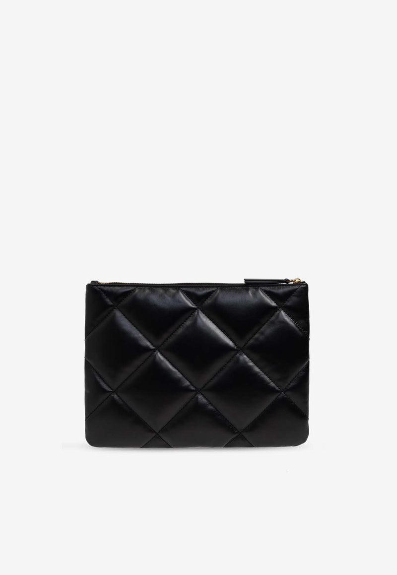 Tory Burch Kira Quilted Leather Pouch Bag Black 162144 0-001