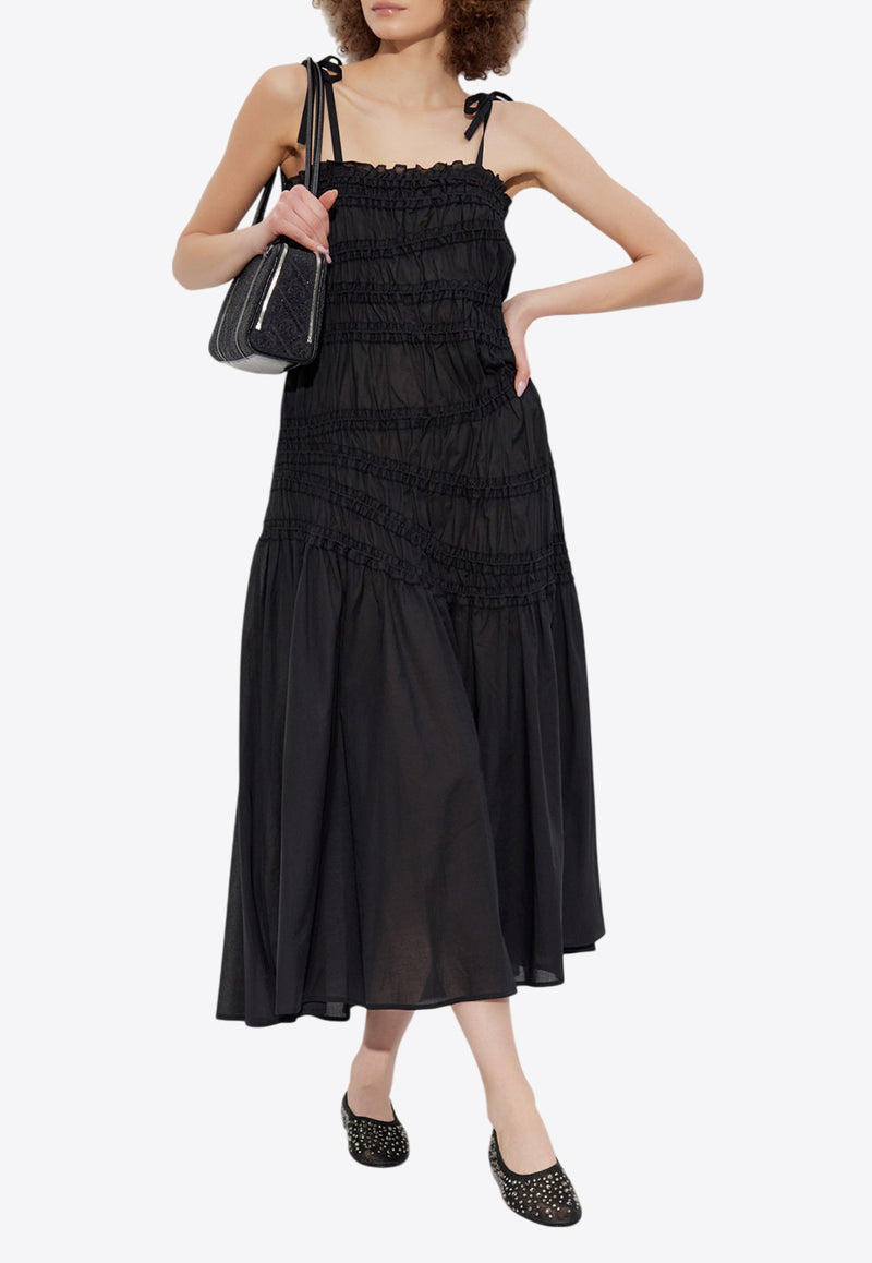 Tory Burch Smocked Midi Dress Black 164520 0-001