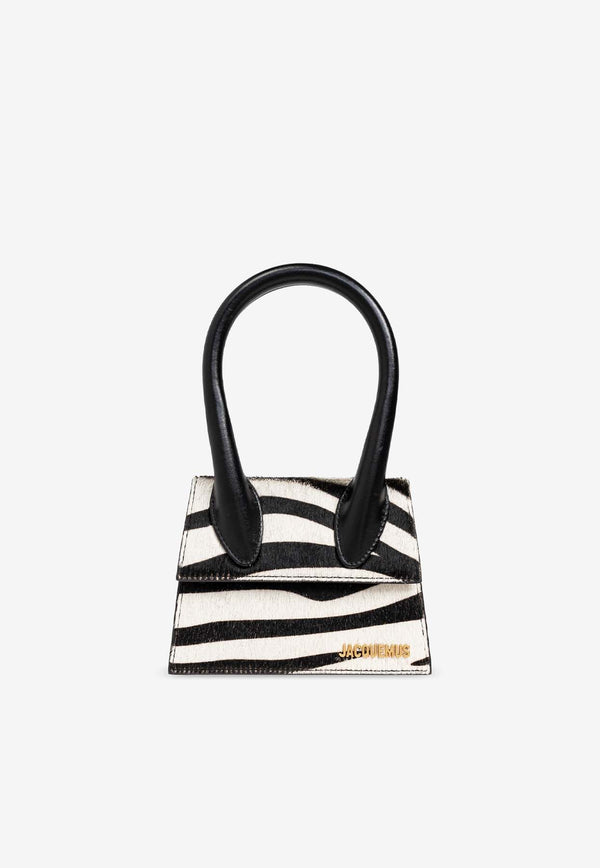 Jacquemus The Medium Chiquito Zebra Print Top Handle Bag Black 213BA002 3209-9DZ