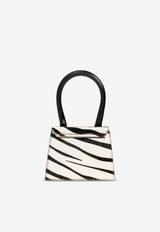 Jacquemus The Medium Chiquito Zebra Print Top Handle Bag Black 213BA002 3209-9DZ