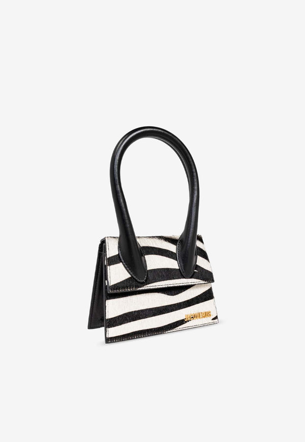 Jacquemus The Medium Chiquito Zebra Print Top Handle Bag Black 213BA002 3209-9DZ