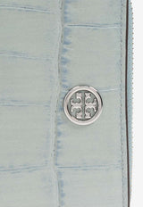 Tory Burch Robinson Croc-Embossed Leather Wallet Light Blue 165492 0-400