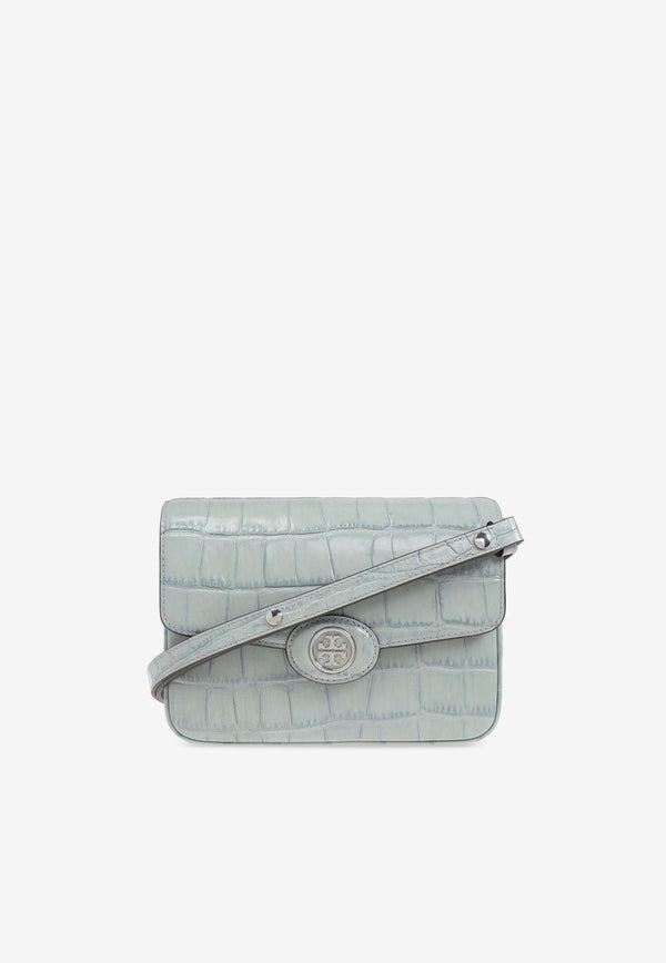 Tory Burch Robinson Convertible Croc-Embossed Leather Shoulder Bag Light Blue 165371 0-400