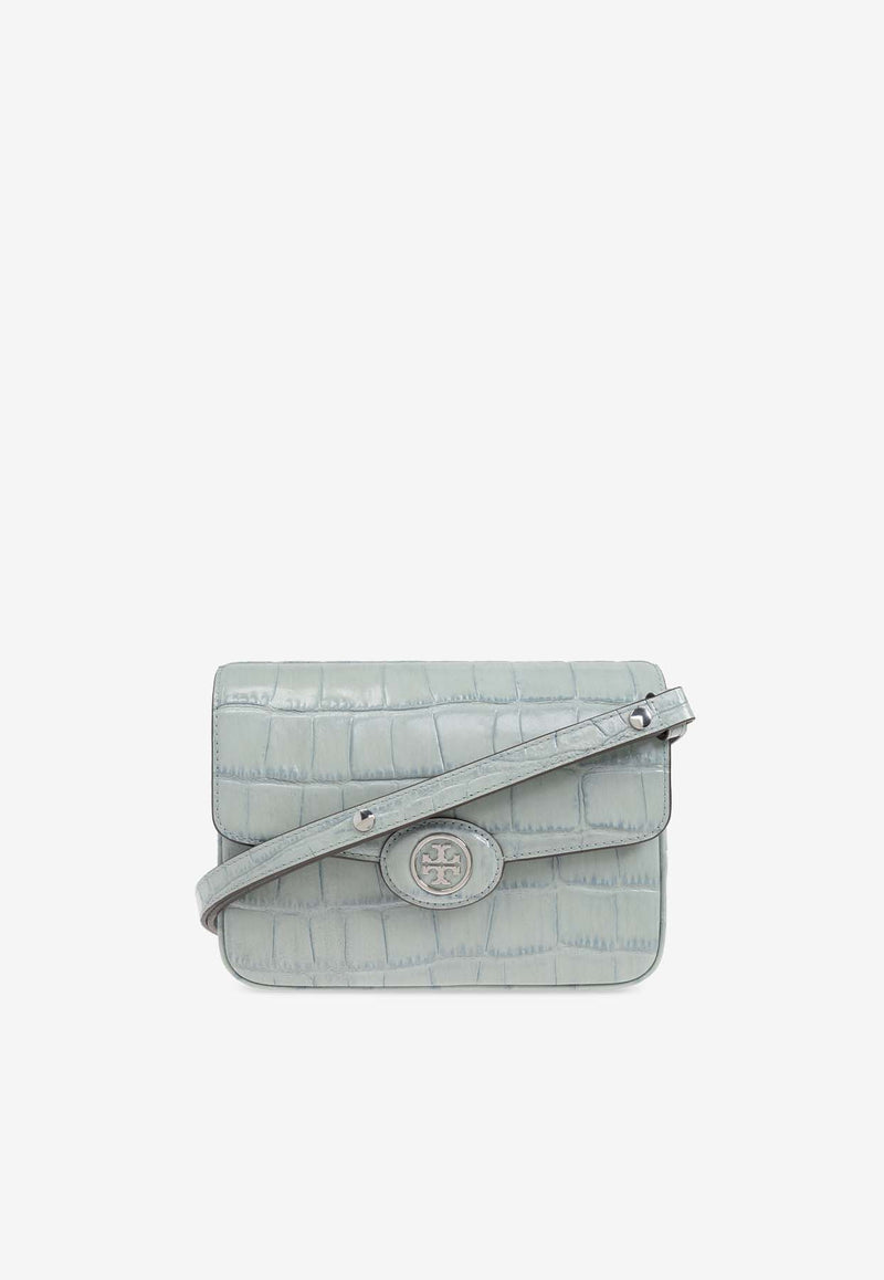 Tory Burch Robinson Convertible Croc-Embossed Leather Shoulder Bag Light Blue 165371 0-400