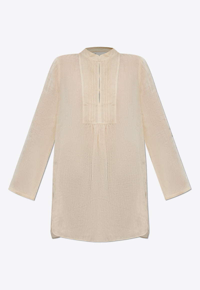 Tory Burch Semi-Sheer Pleated Tunic Top Cream 164677 0-107