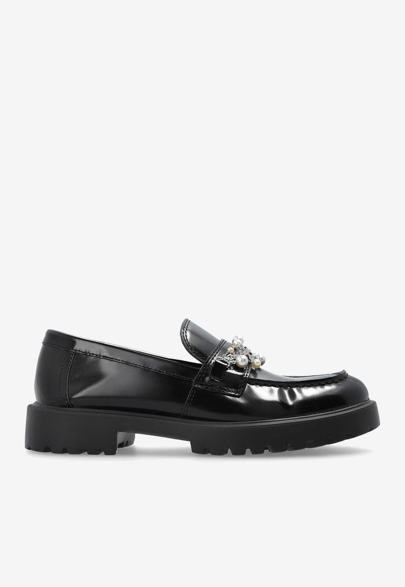 Tory Burch Chain Embellished Classic Lug Loafers Black 165828 0-006