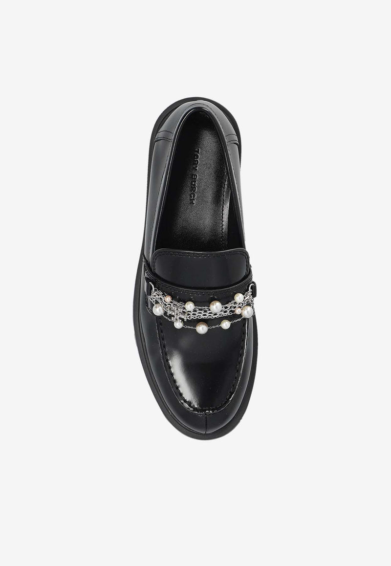 Tory Burch Chain Embellished Classic Lug Loafers Black 165828 0-006